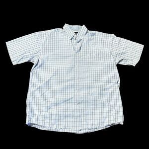 WRANGLER GEORGE STRAIT Collection Short Sleeve Button Down Shirt White Blue XL